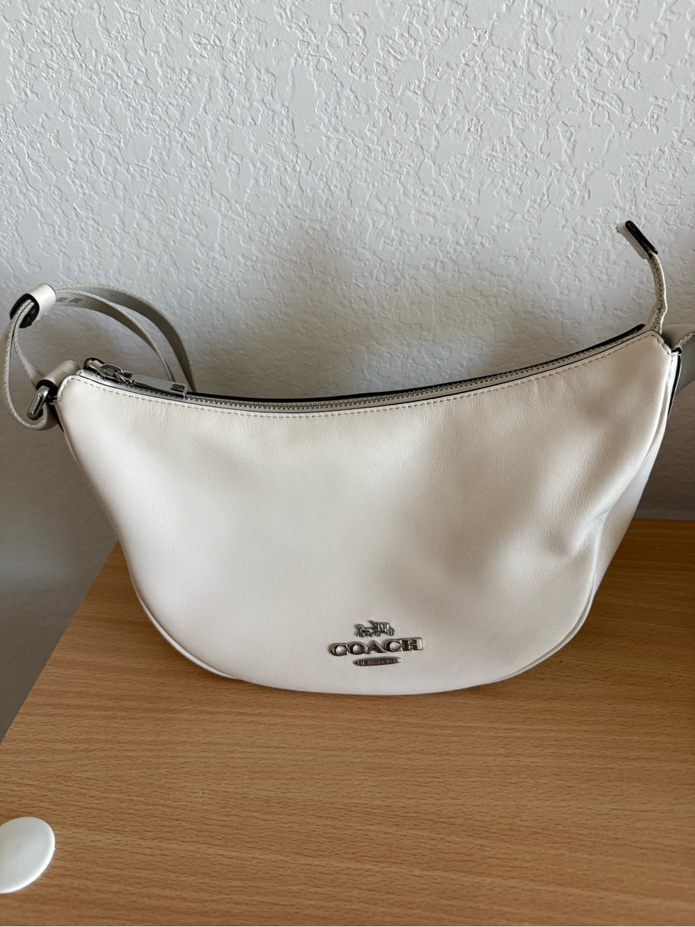 Coach Pace Chalk White Leather Crossbody